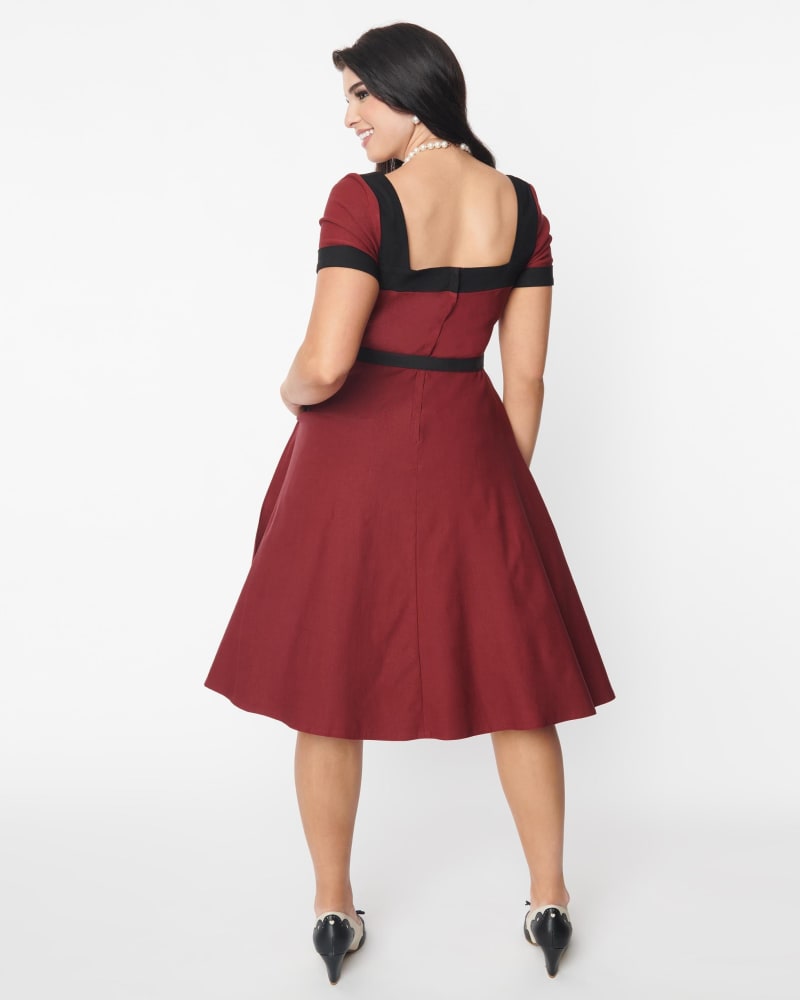Burgundy swing dress on sale